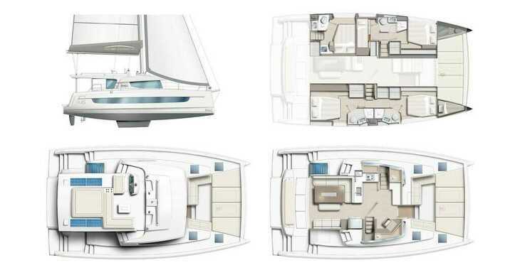 Rent a catamaran in Lavrion Marina - Bali 4.6 OPEN SPACE ( 6 cabins, SOUNTLESS GENERATOR , WATER MAKER , SOLAR PANEL , A/C 6 UNITS , WATERMAKER, DISHWASHER , BOTTLE WATER TO FREEZER, TV EXCELENCE PACK )