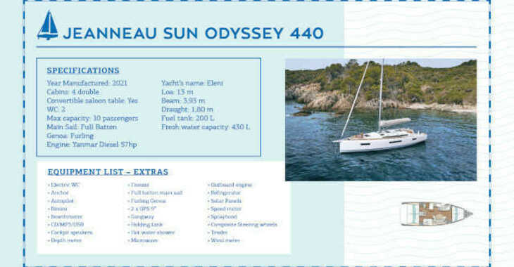Rent a sailboat in Nikiti - Sun Odyssey 440